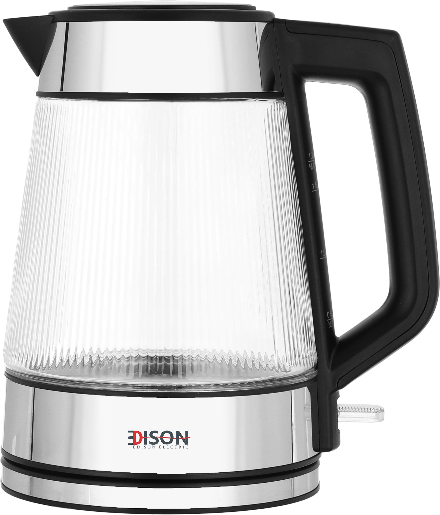 غلاية مياه كهربائية زجاج إديسون، 1.7 لتر، 2200 واط، K735MN - فضي اسود product image