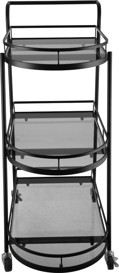 Al Saif Gallery Glass Serving Trolley, Steel Handle, Three-Tier - Black product image 3