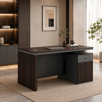 مكتب إداري مودرن خشب MDF، 140x70x75 سم - بني غامق رمادي product image 3