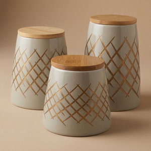 Al Saif Gallery Porcelain Spice Box Set, 3 Pieces - Gray Brown product image