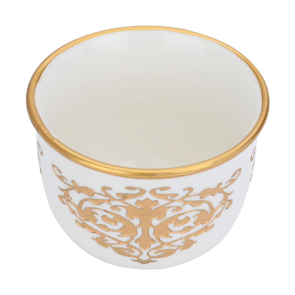 Al Saif Gallery Porcelain Arabic Coffee Cups Set, 12 Pieces, 100 ml, Gold-White Decoration product image 3
