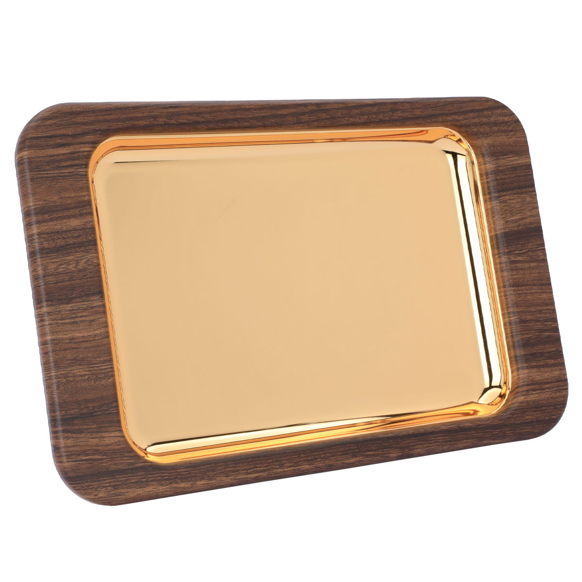 طوفرية استيل بحافة خشب السيف غاليري، 40×26×3 سم، مستطيل صغير - ذهبي product image 1