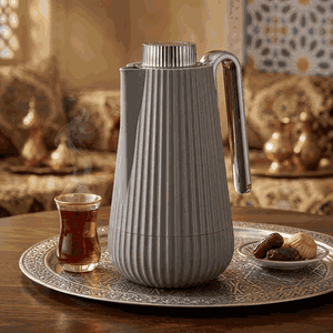 Glory Sumo Thermos, 1 liter, nickel handle, glass interior, pump - glossy black cappuccino product image 2