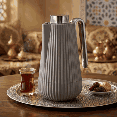 Glory Sumo Thermos, 1 liter, nickel handle, glass interior, pump - glossy black cappuccino product image 2