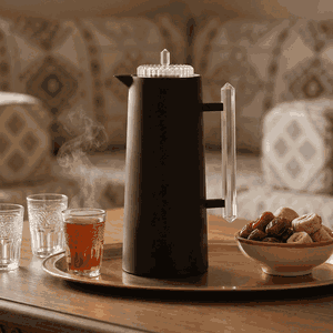 Glory Lean Thermos, 1 Liter, Glass Inner Container, Push Button, Transparent Handle - Black product image 2