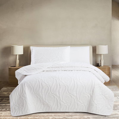 طقم لحاف بيزلي مايكروفايبر، 260x235 سم، نفرين، 6 قطع - ابيض product image 3