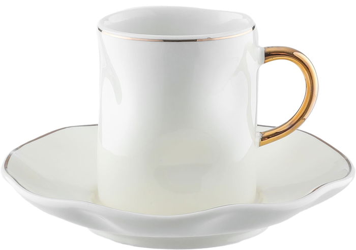 Al Saif Gallery coffee cups and saucers set, porcelain, 12 pieces - cream product image 2