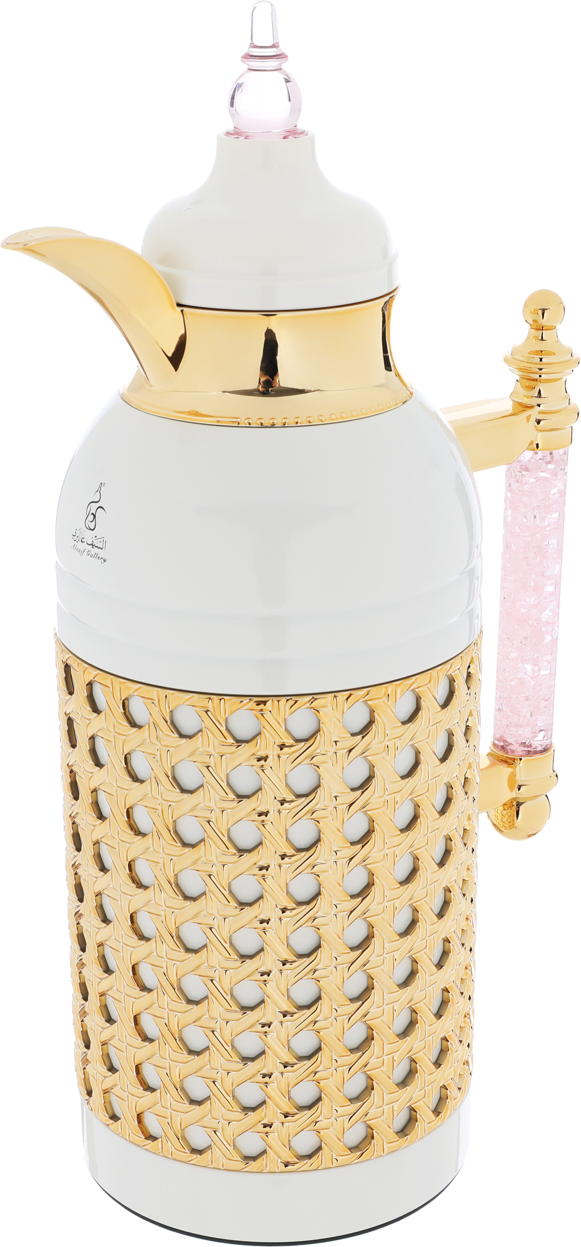Al Saif Gallery Sarah thermos set, 1 liter, crystal handle, thermal glass inner case, steel outer case - pearl product image 8