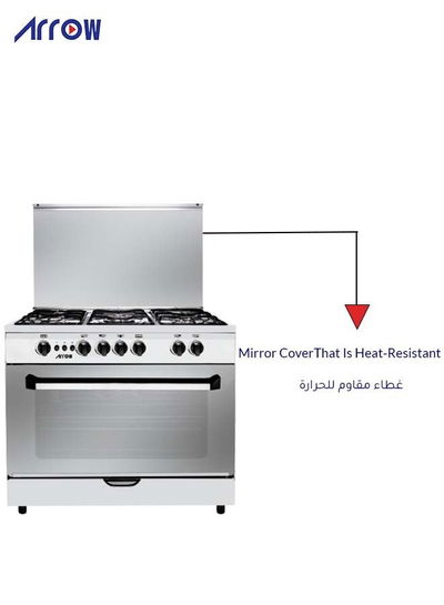 فرن غاز ارو، 60×90سم، 5 شعلات، RO-9060GSF - فضي اسود product image 5