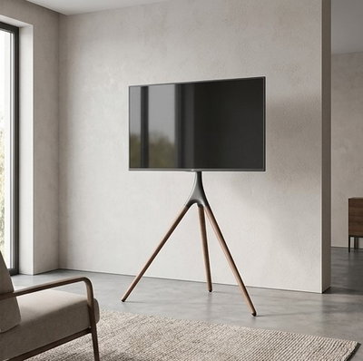 TV floor stand, MDF wood, 140×88×25 cm - Black product image 2