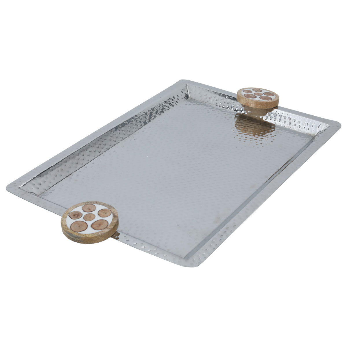 Tofaria Al Saif Gallery steel presentation, 55 x 33 x 3.5 cm, rectangle, wooden handle - silver product image 2