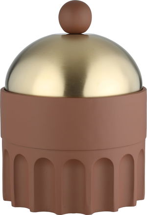 سخان طعام فخار السيف غاليري، 25x25x30 سم، غطاء أستيل، دائري عميق، قاعدة فخار - بني ذهبي product image