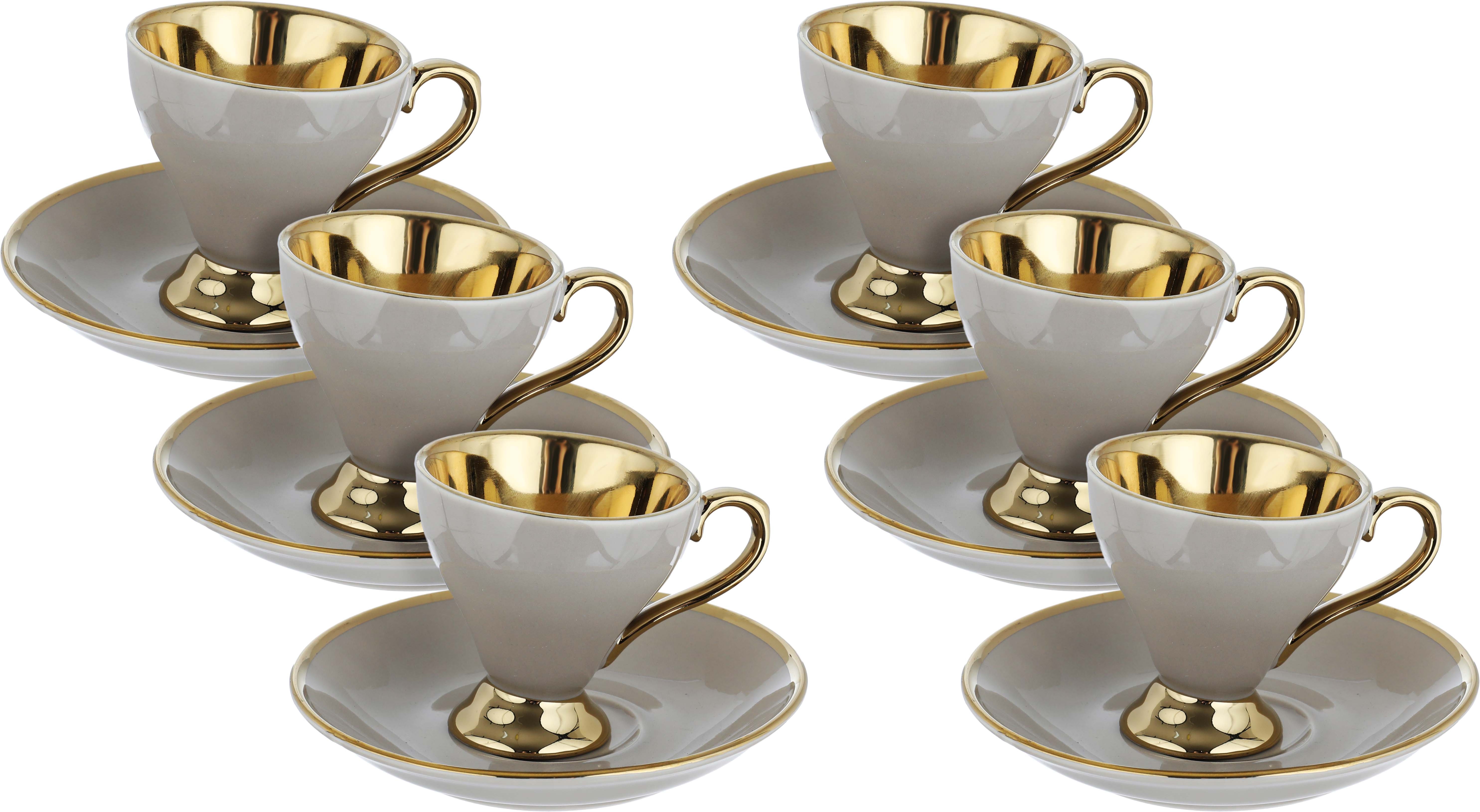 طقم فناجين مع صحون بورسلان السيف غاليري، 12 قطعة - ابيض product image 1