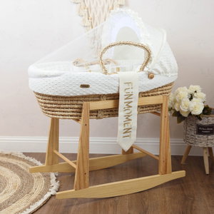 سرير موسى قطن فان مومنت، 76×42×76 سم، حامل خشب - ابيض بيج product image