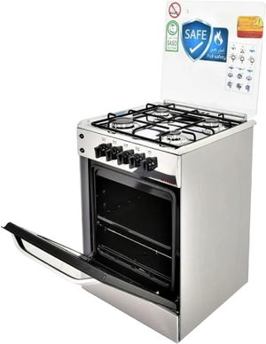 فرن غاز ستانلس ستيل فريش، 55×55 سم، إشعال تلقائي، 4 شعلات، FSC5555 - اسود فضي product image 2