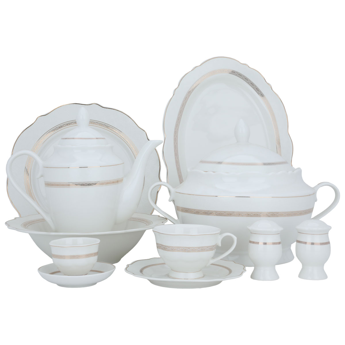 طقم سفرة بورسلان السيف غاليري، دائري، 65 قطعة - أبيض product image
