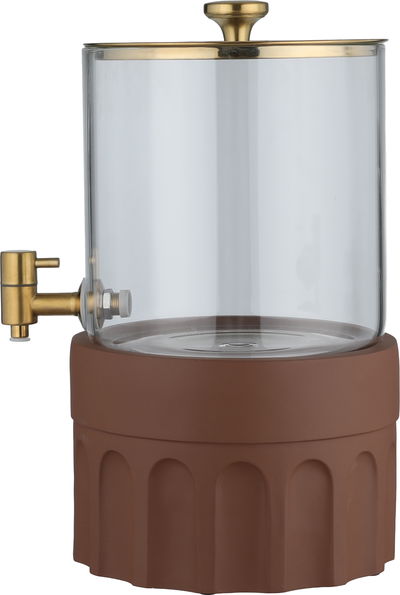 موزع مشروبات فخار السيف غاليري، 22x22x35 سم، وعاء زجاج، قاعدة فخار - بني product image 3