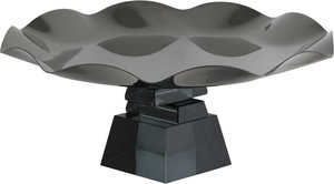ستاند تقديم ستانلس استيل السيف غاليري، 28x28x12 سم، قاعدة مربع زجاج، مموج - أسود product image 2