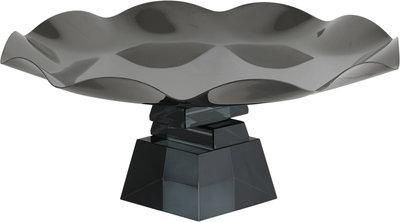 ستاند تقديم ستانلس استيل السيف غاليري، 28x28x12 سم، قاعدة مربع زجاج، مموج - أسود product image 2
