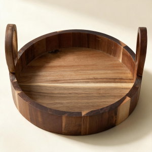 صحن تقديم خشبي السيف غاليري، 25x25x14 سم - بني product image