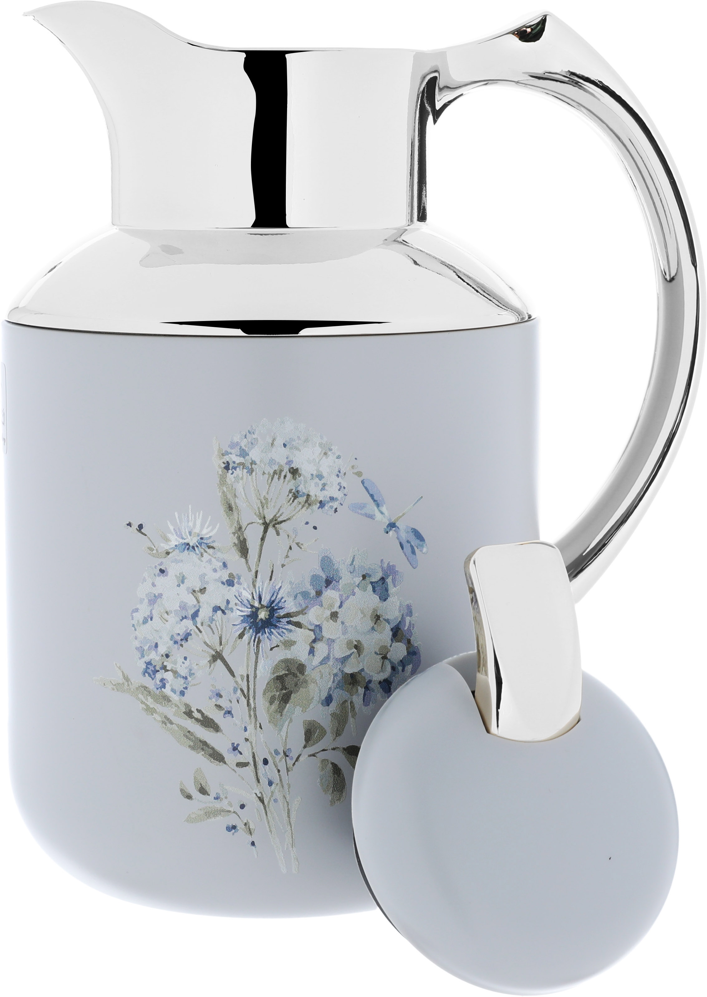 Al Saif Gallery Florya Pro thermos set, 1/0.5 liter, rose pattern, thermal glass inner shell, steel outer shell - light gray product image 4