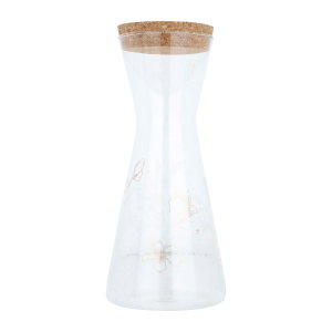 Al Saif Gallery Victoria glass bottle, 1 liter, with a wooden lid, golden rose pattern - transparent product image