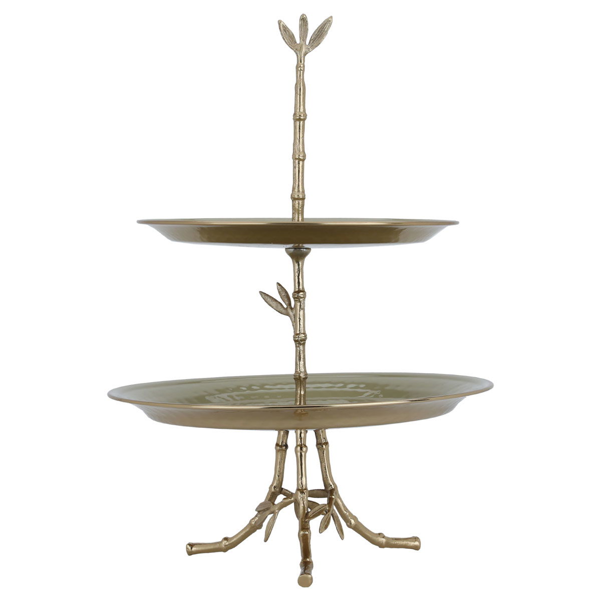 Al Saif Gallery steel serving stand, circular, with base, two floors - gold product image