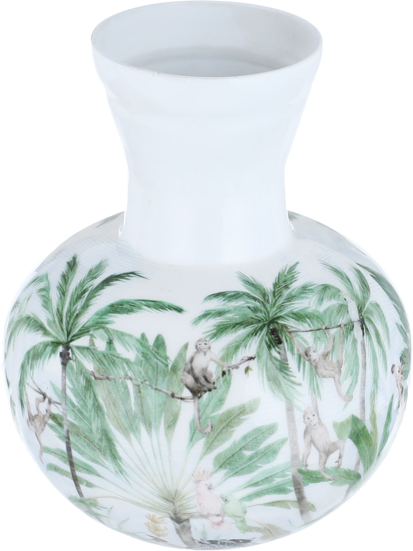 Al Saif Gallery Porcelain Green Floral Pattern Vase, 10 x 11.5 cm - White product image