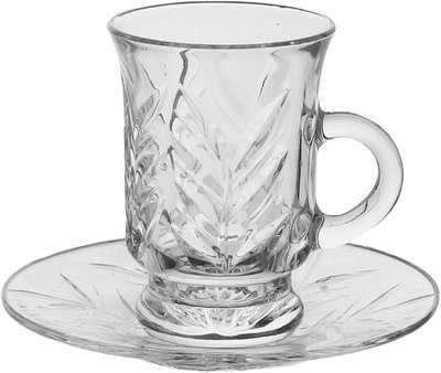 طقم تقديم فناجين قهوة وبيالات شاي كريستال السيف غاليري، 18 قطعة - شفاف product image 3