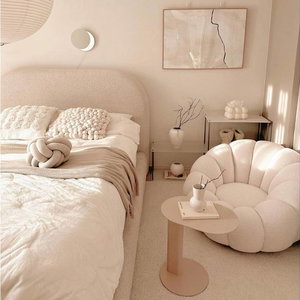 Modern Metal Chair, 70×100×95 Cm, Boucle Fabric And Foam - White product image 2