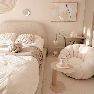 Modern Metal Chair, 70×100×95 Cm, Boucle Fabric And Foam - White product image 2