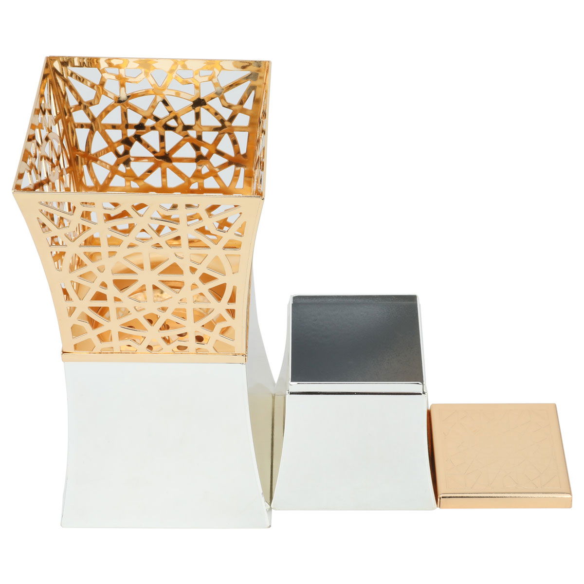 طقم مبخرة مع علبة بخور استيل السيف غاليري، 10x10x20 سم - ابيض ذهبي product image 2