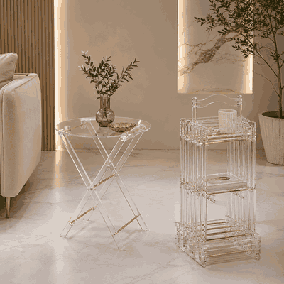 طقم طاولات اكرليك، 5 قطع - شفاف ذهبي product image 1