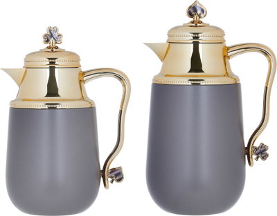 Al Saif Gallery Fatima thermos set, 1/0.7 liter, two pieces, thermal glass inner shell, steel outer shell - Cappuccino product image 2
