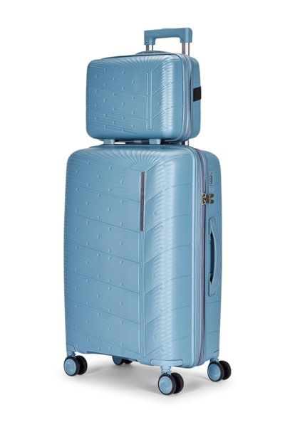 طقم شنط سفر بولي بروبيلين ليمرا، 4 مقاسات، 4 عجلات، بزاوية 360 درجة، LMA-PP507 - ازرق product image 2