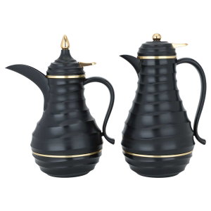 Al Saif Gallery Thermal Glass Thermos Set, 2 Pieces, 1/0.75 Liter - Black product image