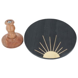 ستاند كيك رخامي السيف غاليري، 12×12×6 سم، قاعدة خشب، كبير - أسود product image 2