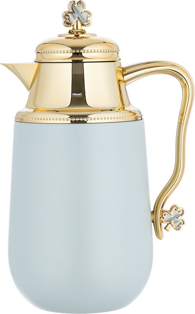 Al Saif Gallery Fatima thermos set, 1/0.7 liter, 2 pieces, thermal glass inner container, steel outer shell - light gray product image 3