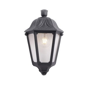 Outdoor circular lighting fixture, made of durable resin plastic, E27 bulb base, 22 x 35 cm - Black product image 2