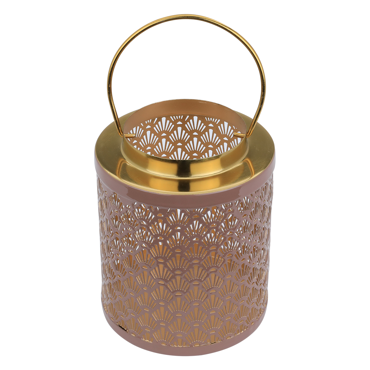 فانوس هندي استيل العين الأندلسية، 16×16×19 سم، مسكة يد، أسطواني - ذهبي product image