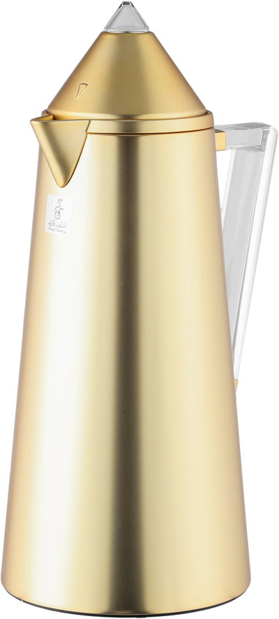 Al Saif Gallery Al Dana Thermos Set, 2 Pieces, 0.7/1 Liter, Glass Inner Material, Transparent Handle, Press Lid - Gold product image 5