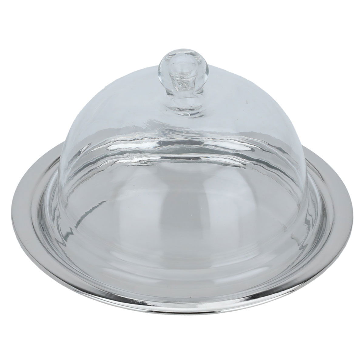 Al Saif Gallery steel dessert serving dish, circular, with lid - silver product image