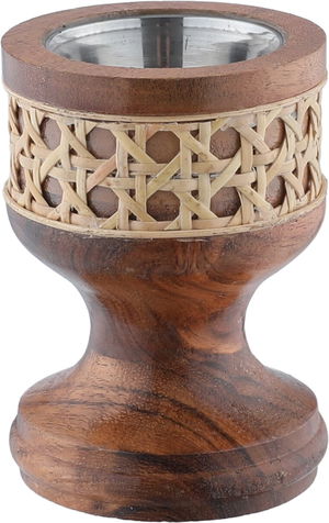 مبخرة خشب السيف غاليري، 8×8×10 سم، نقش راتان - بني product image