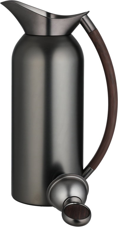 Al Saif Gallery 2-piece 1/2 liter thermos set, tempered glass inner container, wooden handle, pusher - black wood product image 9
