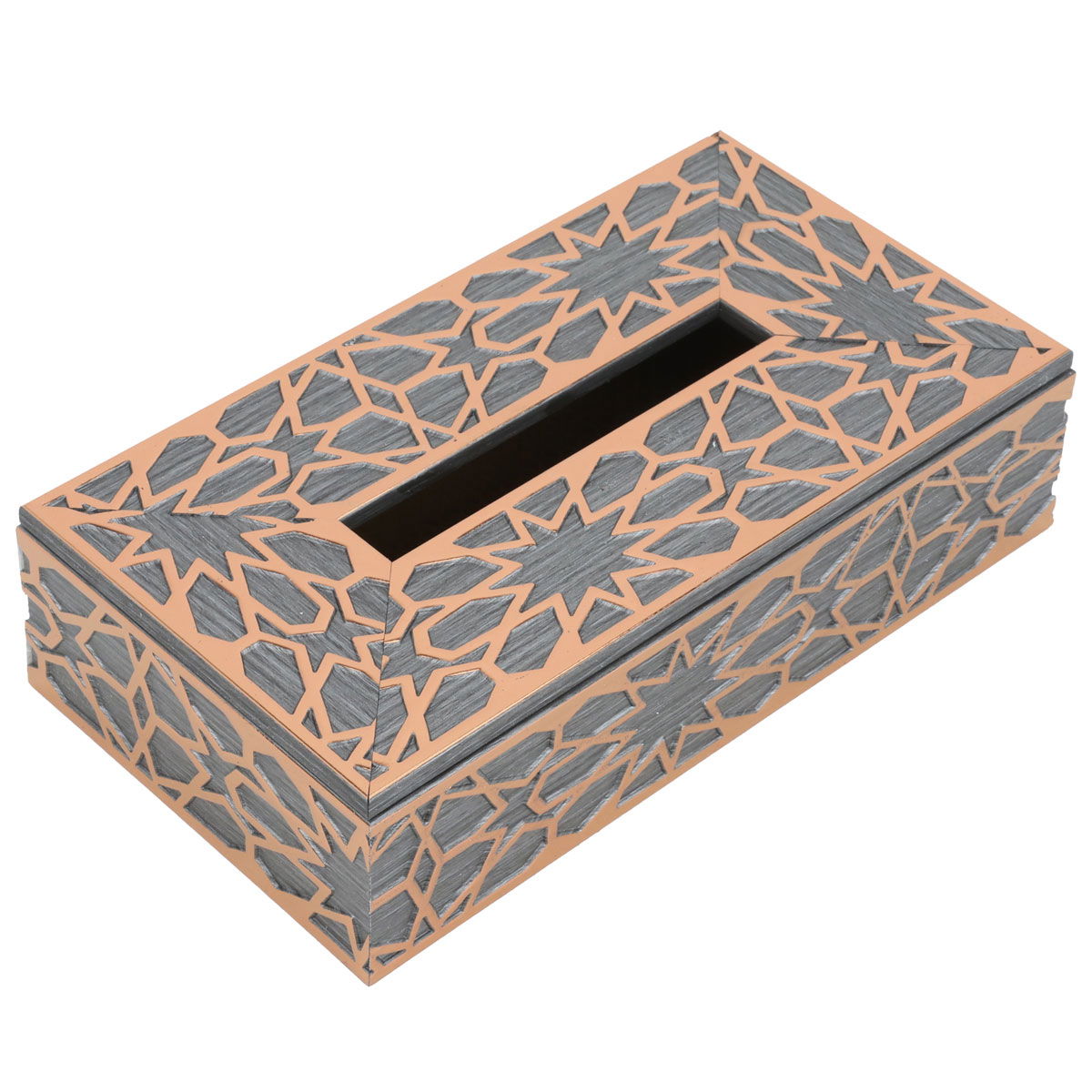 Al Saif Gallery wooden tissue box, 23.5x13x6 cm, patterned - grey product image