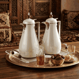 طقم ترامس كريستال السيف غاليري، 1/0.7 لتر، طوفرية، حافظة داخلية زجاج حراري، هيكل خارجي استيل - لؤلؤي product image 2