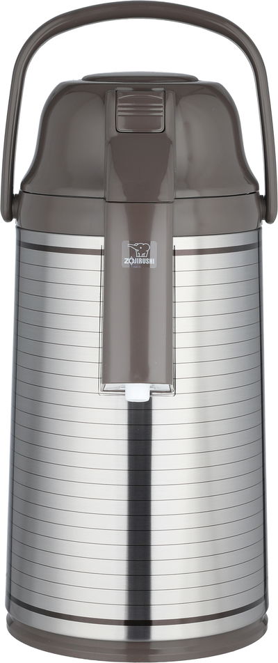 ترمس ابو فيل ياباني زوجرشي، 3 لتر، حافظة داخلية زجاج حراري، هيكل خارجي استيل، ضغاط، مفتاح تأمين، 360 درجة  - كابتشينو فضي product image 3