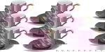 Al Saif Gallery porcelain coffee cup set, with golden font, with saucer, 12 pieces - purple product image 1