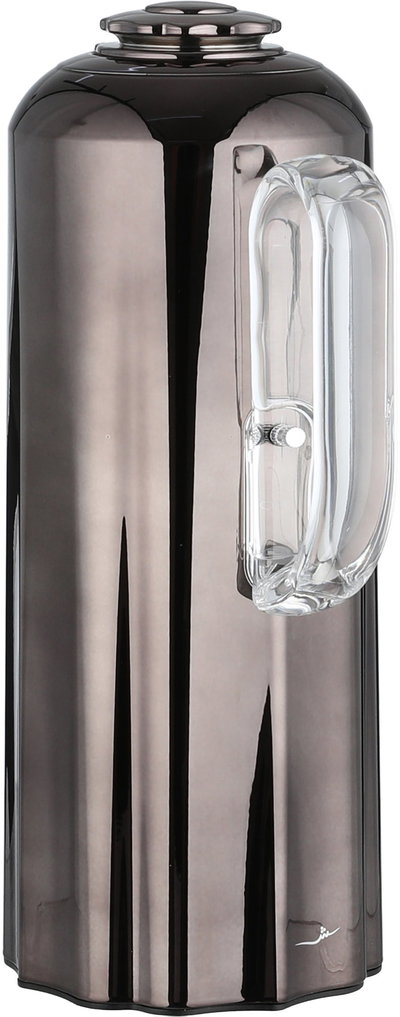 Al Saif Gallery Najdiyah Thermos Set, 1/1 Liter, 2 Pieces, Glass Inner Container, Transparent Handle, Push Button - Glossy Black product image 4