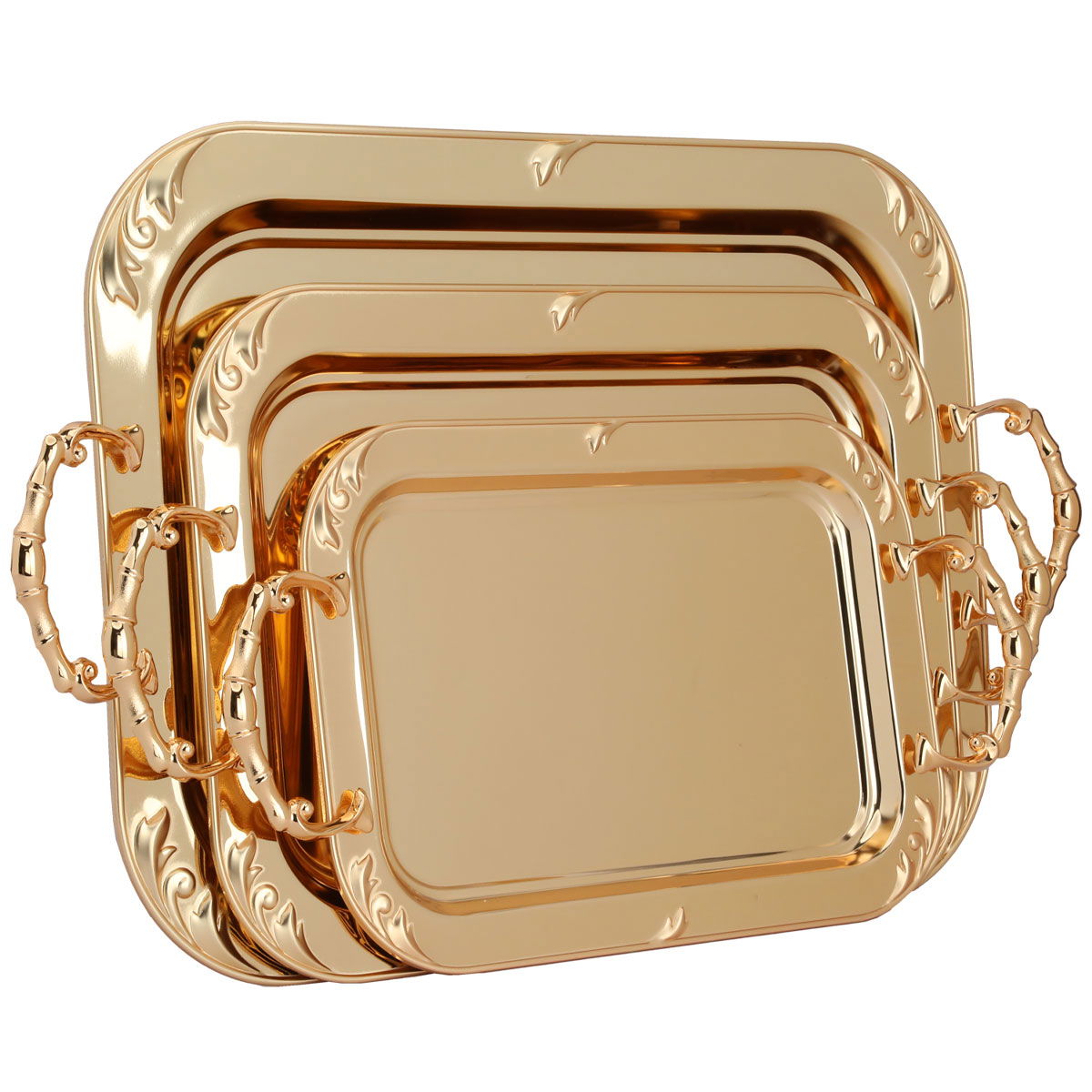 Al Saif Gallery steel topper set, 3 pieces, rectangular - gold product image